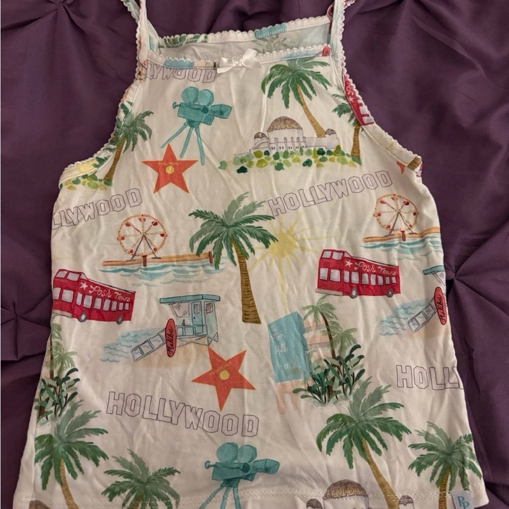 Posh Peanut Hollywood Themed Kids Bamboo Tank Top PLAY! HAS THREAD ISSUE